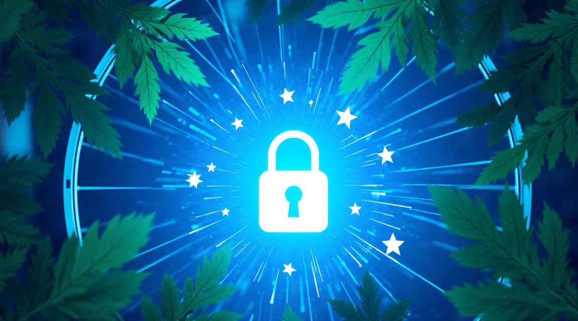 Conceptuele weergave van digitale veiligheid en privacy in een stedelijke groene omgeving